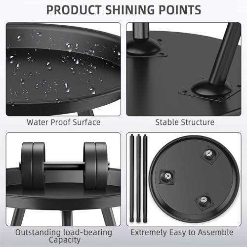 SYQ Small Black Side Table,Modern Round Metal end Table,Simple Circle Accent Table for Outdoor Living Room Bedroom Bathroom Office