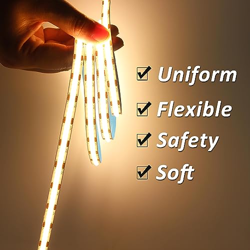 LED Strip Lights, COB Touch Dimmable 5V USB 3000K Warm White (6.56ft/2m) | 640 LEDs, Touch Stepless COB LED Strip, 10W Flexible, Bedroom Kitchen DIY Lighting Room Decor TV Lights - color: 6.56FT/3000K