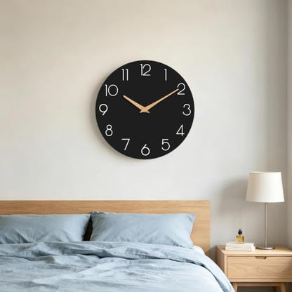 cicininc 10 Inch Battery Operated Wall Clock, Silent Analog, Black | Living Room | Kitchen | Office | Bathroom | Modern Style | Easy-to-read Numbers - color: C_black, size: 10"