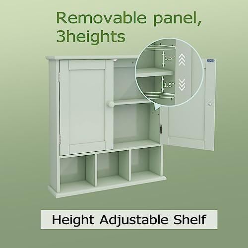 TaoHFE Green Medicine Cabinet,Bathroom Wall Cabinet with 2 Door | Adjustable Shelves,Over The Toilet Storage Cabinet,Green Bath room Cabinet Wall Mounted,Medicine Cabinets for Laundry Kitchen - color: Green