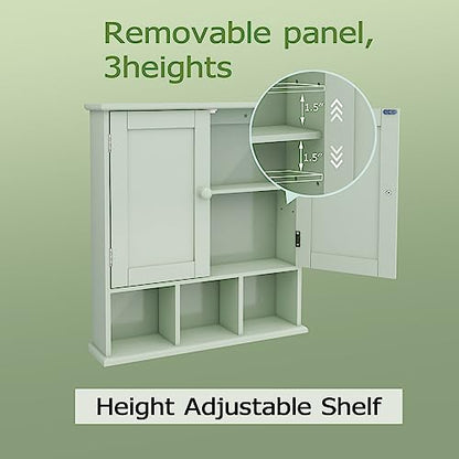 TaoHFE Green Medicine Cabinet,Bathroom Wall Cabinet with 2 Door | Adjustable Shelves,Over The Toilet Storage Cabinet,Green Bath room Cabinet Wall Mounted,Medicine Cabinets for Laundry Kitchen - color: Green