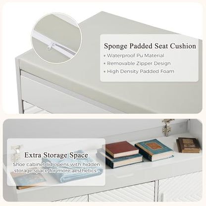 Storage Bench, Shoe Bench with Lift Top Storage, Entryway Bench with Cushioned Seat, Adjustable Shelf for Living Room, Bedroom, Hallway, Light Grey - color: Light Grey