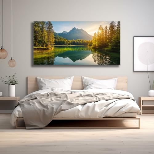 Yuaxker Tree of Life Wall Art Green and Yellow Wall Decor Modern Landscape Posters Artwork for Living Room Bedroom Dining Room Office Home Decor 24x48inch - color: Green, size: 24"x48"