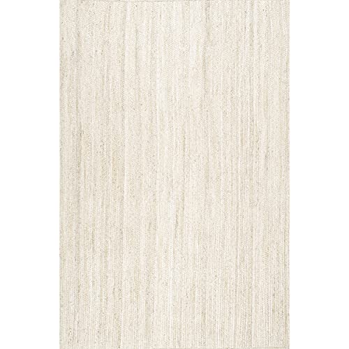 nuLOOM 5x8 Rigo Jute Hand Woven Area Rug, Off White, Solid Farmhouse Design, Natural Fiber, For Bedroom, Living Room, Dining Room, Hallway, Office, Kitchen, Entryway - color: Off White, size: 5' x 8' (Rectangular)