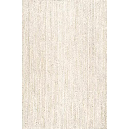 nuLOOM 5x8 Rigo Jute Hand Woven Area Rug, Off White, Solid Farmhouse Design, Natural Fiber, For Bedroom, Living Room, Dining Room, Hallway, Office, Kitchen, Entryway - color: Off White, size: 5' x 8' (Rectangular)