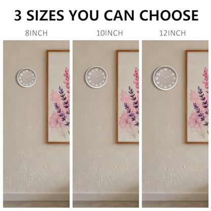 8 Inch Modern Wall Clocks Battery Operated - Silent Non Ticking Quartz Analog Clock with Large Numbers Burlap Texture, Digital Wall Clock for Bedroom Living Room Kitchen Office Gym, White - color: White Brown, size: 8 Inch