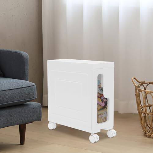 1 Tier Slim Bathroom Storage Cabinet, 15.7" L X 6.3" W X 16.9" H Slim Rolling Cart, 66.14 Lbs Load-Bearing Capacity Narrow Storage Cabinet for Living Room, Kitchen, Bathroom, Office - size: 15.7" L X 6.3" W X 16.9" H