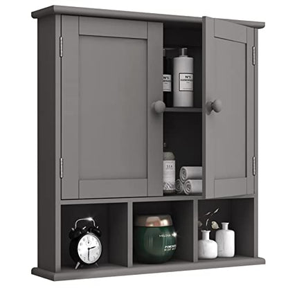 TaoHFE Grey Bathroom Cabinet,Bathroom Wall Cabinet with 2 Door | Adjustable Shelves,Over The Toilet Storage Cabinet,Bathroom Cabinet Wall Mounted,Medicine Cabinets for Laundry Room Kitchen - color: Grey