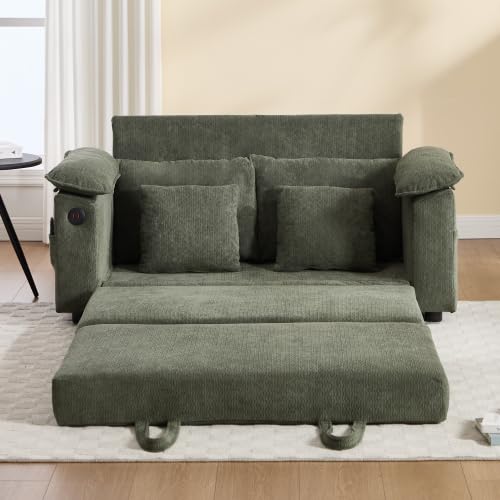 3-in-1 Convertible Sofa Bed | Foldable Loveseat Couch Floor Futon Sofa Sleeper Mattress Lounge Space‑Saving, Green - color: Green