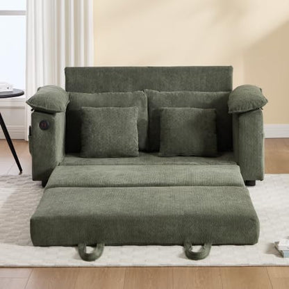 3-in-1 Convertible Sofa Bed | Foldable Loveseat Couch Floor Futon Sofa Sleeper Mattress Lounge Space‑Saving, Green - color: Green