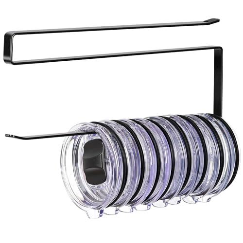 Tumbler Lid Organizer, Versatile Tumbler Lid Storage Holds 10 Lids, Black | Space Saving Cup Lid Organizers Inside Cabinet Tumbler Lid Hook for Kitchen Organizer and Storage, Paper Towel Rack Hanger - color: Black, size: 1 Pack