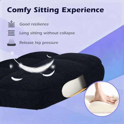 Office Chair with Wheels, Ergonomic Home Office Computer Chair with Flip-up Armrest, Adjustable Rolling Desk Chair Teddy Fleece – Dark Blue - color: Dark Blue