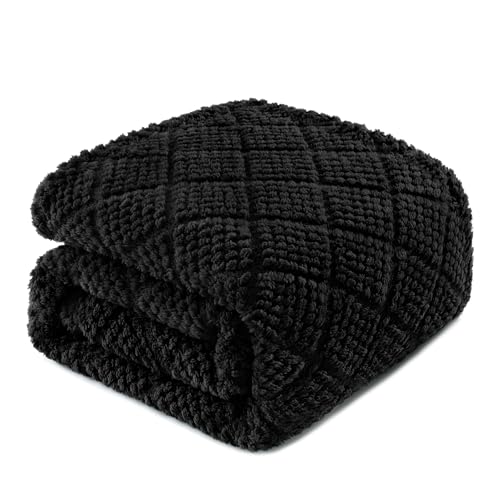 Whale Flotilla Soft Fleece Throw Blanket for Couch, Black | Jacquard Waffle Blankets for Home Decor, Lightweight and Cozy, All Season Suitable, 50x60 Inch - color: Black, size: Throw(50x60 Inch)