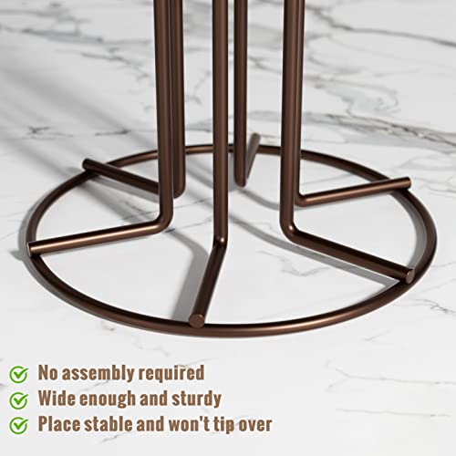 HULISEN Mug Tree for Large Cups, 6 Hook Countertop Coffee Mug Holder, Brown | Cup Rack for Counter, Stable Wide Base, Metal Stand for Kitchen Coffee Bar Display, Space-Saving, No Assembly Required - color: Brown