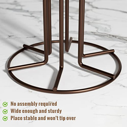 HULISEN Mug Tree for Large Cups, 6 Hook Countertop Coffee Mug Holder, Brown | Cup Rack for Counter, Stable Wide Base, Metal Stand for Kitchen Coffee Bar Display, Space-Saving, No Assembly Required - color: Brown