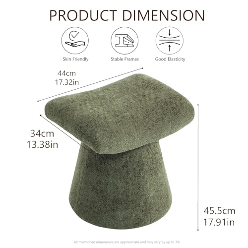 Modern Ottoman with Soft Padded Seat, Multifunctional Vanity Stool, Upholstered Footrest Stool for Living Room and Bedroom - color: Olive Green