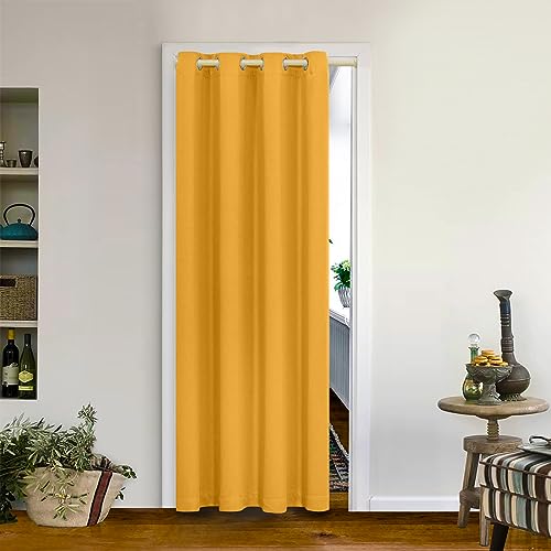 MYSKY HOME Blackout Curtain for Bedroom, Grommet Room Darkening Curtain, Amazing Triple Weave Thermal Insulated Curtain, 1 Curtain Panel ( 52 x 72 Inch, Yellow ) - color: Mustard Yellow, size: 52"W x 72"L (Pack of 1)
