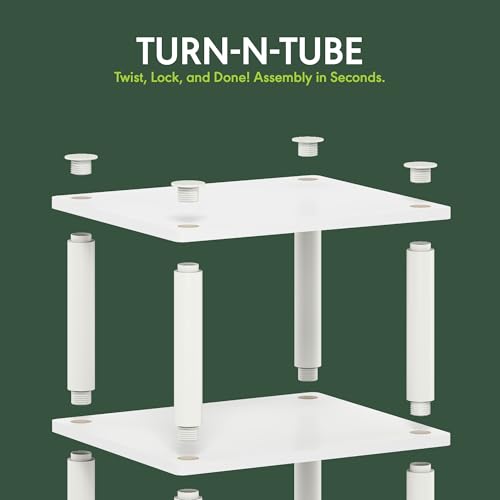 Furinno Just Turn-N-Tube Open Storage Nightstand, 1 Pack, 3-Tier, White/White - color: White/White, size: 1-Pack