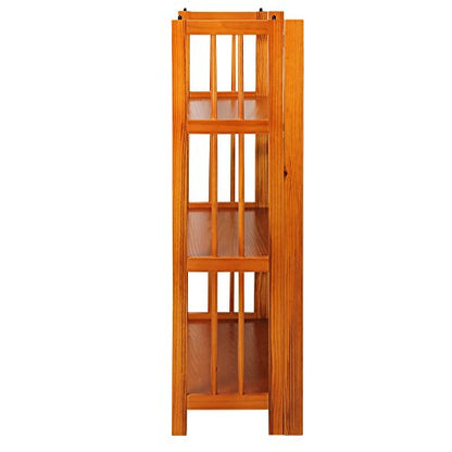 Casual Home 3-Shelf Folding Stackable Bookcase (27.5" Wide)-Honey Oak - color: Honey Oak, size: 3-Shelf Stackable
