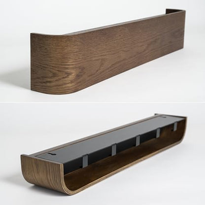 Kazai. Wall-Mounted Coat Rack 'Toke' - Modern Design Coat Rack with Hidden Wall Hooks - Solid Wood Veneer Panel Coat Hanger - Oak, Dark - color: Oak, Dark, size: 5 Hooks