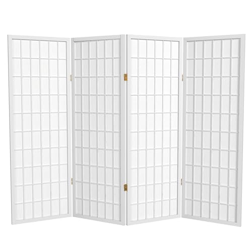 4 ft. Short Window Pane Shoji Screen - White - 4 Panels - color: White, size: 4 Panels