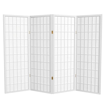 4 ft. Short Window Pane Shoji Screen - White - 4 Panels - color: White, size: 4 Panels