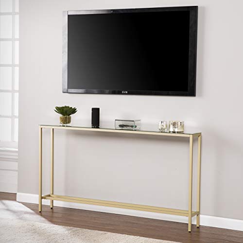 SEI Furniture Darrin Narrow Mirrored Top Console Table, 56", Metallic Gold - size: 56"
