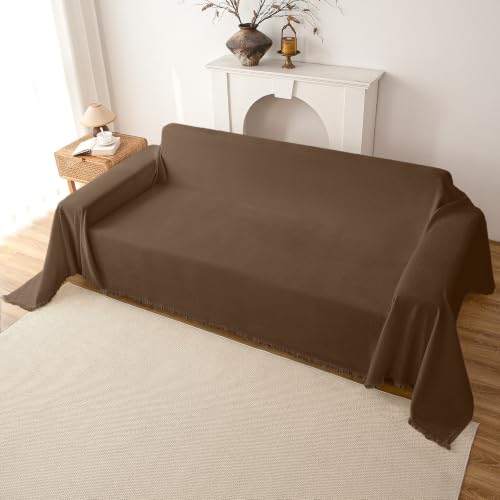 Chenille Couch Cover for Sofa,Soft Tassel Slipcover for Couch,Blanket Couch Covers for 1 Cushion Couch,Sofa Slipcovers Washable Pet-Friendly Furniture Protector (Chocolate) - color: 1# Chocolate, size: 71''x91''