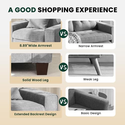DOPEDIO 71.25" Sofa Set, Chenille Loveseat & 2 Accent Chairs, Light Gray | Modern chenille sofa set with removable covers, spring cushions, solid wood frame, easy assembly for comfortable living rooms - size: 71.25 inch + 2 Single, style: Light Grey Cheni