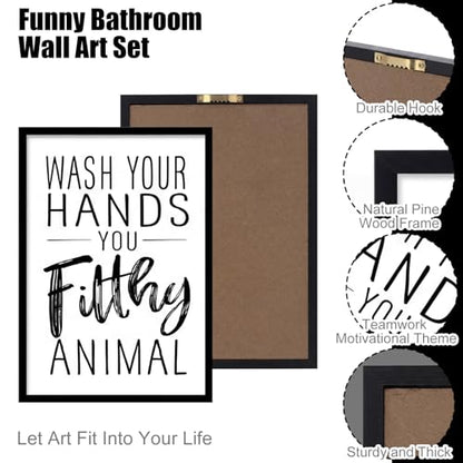 Faccito 8 Set Bathroom Wall Decor Funny Blacl and White Quotes Bathroom Wall Art Interesting Bad Smell Humorous Toilet Wooden Decoration Fun Wallart Signs Toilet Decor for Washroom - style: Interesting