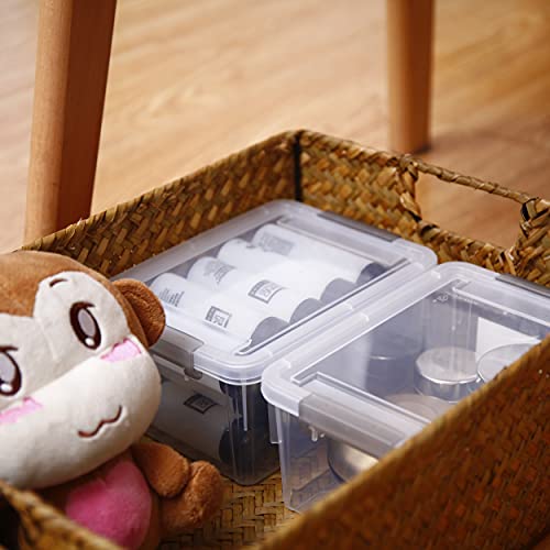 Citylife 6팩 뚜껑이 있는 1.3Qt 소형 보관함, 쌓을 수 있는 투명 | 비즈, 단추, 바느질 용품, 사무용품 및 작은 장난감용 플라스틱 용기 - color: 투명 화이트, size: 1.3 QT(6 Pack)