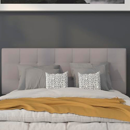Quilted Tufted Full Size Headboard in Light Gray Fabric - color: Light Gray, size: Full