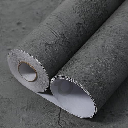 Dark Gray Concrete Wallpaper 15.9in X 720in, Black Cement Contact Paper 3D Matte Textured, Wall Paper Pull and Stick Self-Adhesive & Removable - color: Black/Gray, size: 15.7" x 720"