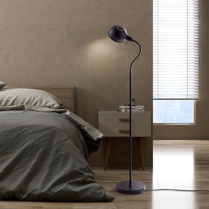 O'Bright Adjustable Floor Lamp with Flexible Gooseneck and Rotatable Shade, E26 Socket, 10-Inch Base - Ideal for Reading, Bedside, Living Room, Brushed Nickel - color: Antique Brass