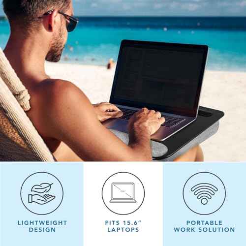 LAPGEAR Portable Laptop Lap Desk – Black, Fits 15.6" Laptops - color: Black Leather