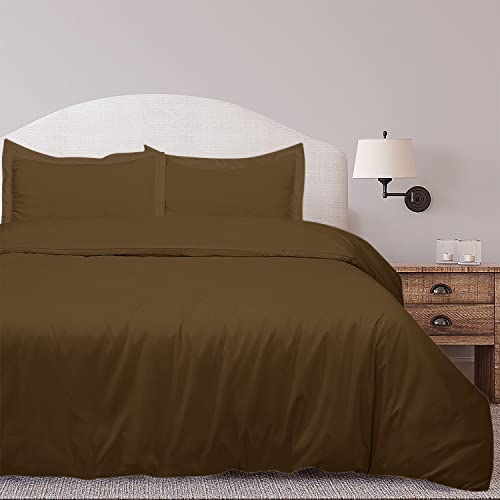 ROYALE LINENS Chocolate Duvet Cover Full Size - 3 Piece Bedding Comforter Covers - Zipper Closure - 1 Full Duvet Cover 80x90 inches and 2 Pillow Shams - No Comforter Included - color: Chocolate, size: Full