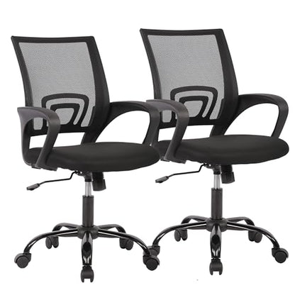 PayLessHere Office Computer Chair Ergonomic Cheap Desk Chair Adjustable Comfortable Mid Back Task Rolling Swivel with Lumbar Support for Home Office (Pack of 2, Black) - color: Black, style: pack of 2