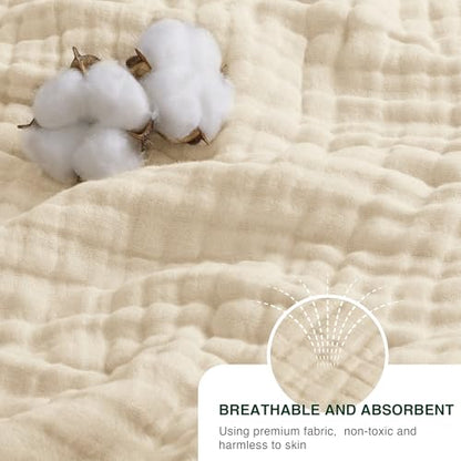 Love's cabin 100% Cotton Muslin Blanket, 6 Layer Lightweight Breathable Gauze King Size Blanket 108 x 90 Inches, Soft Summer Blanket for Bed, Beige - color: Beige, size: King(108"x90")