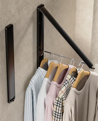 Dr.DJ Clothes Drying Rack, Wall-Mounted Retractable & Foldable Clothes Hanger for Laundry Room Organization and Storage, Metal Clothes Hanger Rack for Dorm, Closet, Balcony(1 Pack, Black) - color: Black 1pack