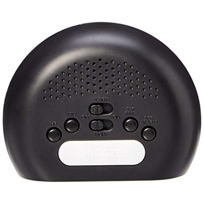 Amazon Basics Small Digital Oval Alarm Clock with LED Display, Nightlight, Snooze Function & Battery Backup, Black, 4.5 x 3.5 x 2.4 Inches