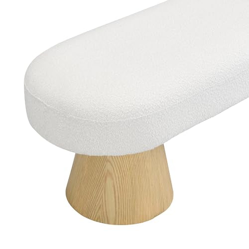 64" Upholstered Dining Bench Boucle Ottoman, End of Bed Entryway Benches, Modern Dining Bench Shoe Stool for Indoor Bedroom Living Dining Room 300 LBS Weight Capacity (64" Beige) - color: 64" Beige