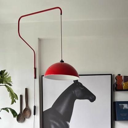 Modern Plug in Wall Sconce Mid Century Swing Arm Wall Lamp | Dome Shade Wall Mounted Long Arm Light White Bedside Reading Wall Light for Bedroom Dining Room - color: White