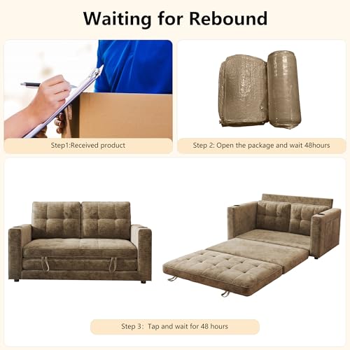 Convertible Sofa Bed, Folding Sofa Bed 2 in1 Pull Out Loveseat Sleeper Sofa, Floor Sofa Bed for Small Spaces Folding Couch Bed with Pillows for Living Room Bedroom - Brown - color: Brown