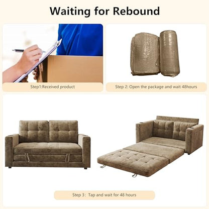 Convertible Sofa Bed, Folding Sofa Bed 2 in1 Pull Out Loveseat Sleeper Sofa, Floor Sofa Bed for Small Spaces Folding Couch Bed with Pillows for Living Room Bedroom - Brown - color: Brown