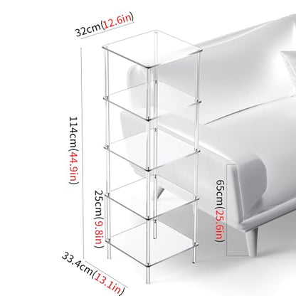 Acrylic Bookshelf, Small Bookcase, Standing Freestanding Corner Storage Shelves Display Shelf for Living Room, Bedroom (Clear, 5 Tier) - size: 5 Tier
