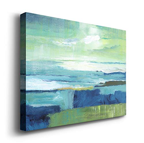 Renditions Gallery Canvas Nature Wall Art Paintings & Prints Blue Green Rough Waters Modern Abstract Wall Hanging Artwork Decorations for Bedroom Dining Room Office Kitchen - 8"x12" LT10 - color: Blue Waters, size: 12"L x 8"W