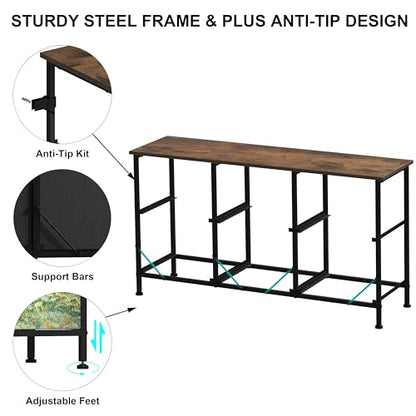 EXOTICA 6 Drawer Dresser for Bedroom Van Gogh Chest of Drawers Wide TV Stands Fabric Storage Drawer Unit for Living Room Entryway Closet Sturdy Steel Frame Wood Top - size: 39"D x 11.8"W x 21.7"H (6 Drawers)