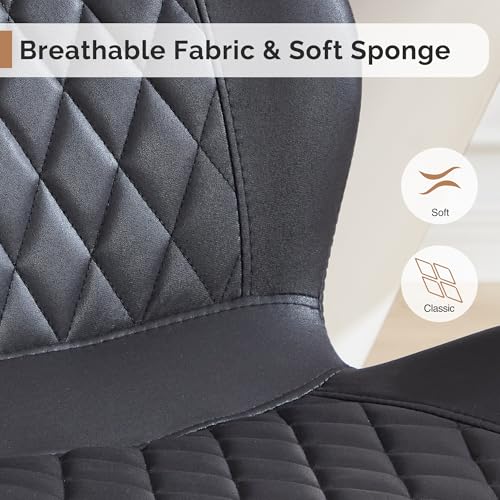 Dining Chairs Set of 2, Comfy Modern Dining Chairs with Thick Cushions, Upholstered Fabric Kitchen Side Chairs with Adjustable Metal Legs for Dining Room (Black) - color: Black, size: Set of 2