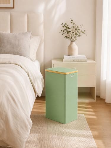 IEGrow Laundry Hamper with Lid,110L Laundry Basket with Mesh Bags,Green | Dirty Clothes Hamper Basket with Bamboo Handle for Clothes Towels - color: Green, size: 110L