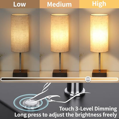 AVV Cordless Table Lamp with Dimmable, Rechargeable 3 Modes Battery Powered Bedside Lamp, rv Essentials Battery Operated Lamps, Touch Lamp for Bedroom, Living Room, Reading Room, 15 Inch Beige